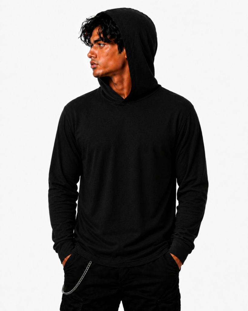 Unisex Cotton Long Sleeve Hooded T-Shirt